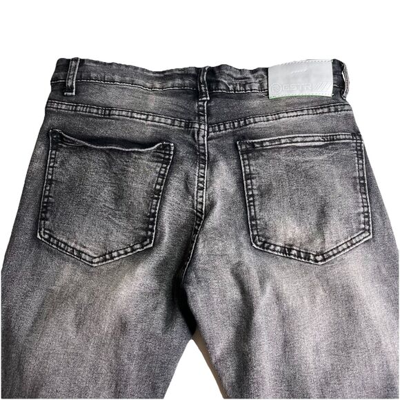 R GSTR Jeans Denim Mens 30x29 Skinny Fit Distressed Acid Washed Patch - Picture 2 of 10
